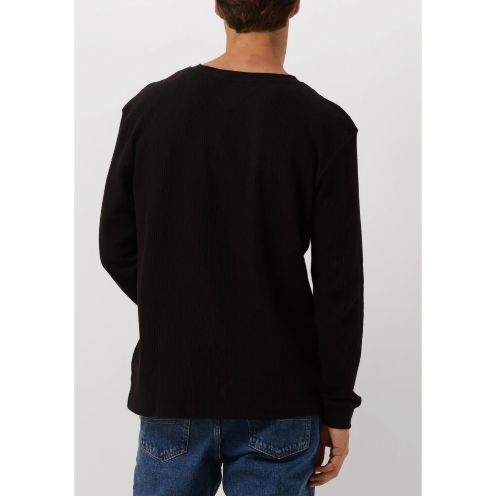 Tommy Jeans Heren Waffle L S Tee Black Heren