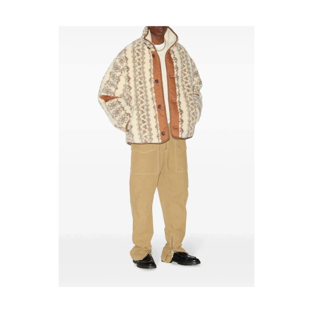 Isabel marant Shearling Gebreide Hoge Hals Jas Multicolor Heren