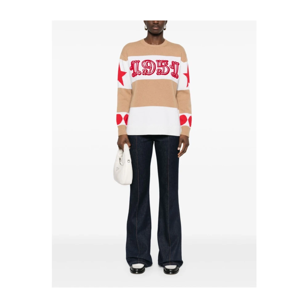Max Mara Luxe Beige Gebreide Trui Aw24 Multicolor Dames