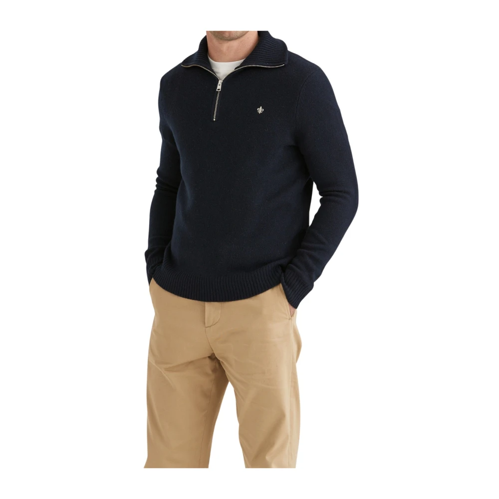 Navy Half Zip Sweater Brodert Logo