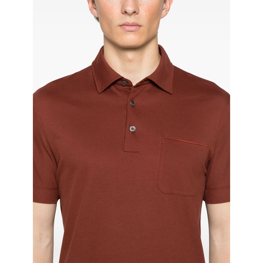 Ermenegildo Zegna Katoenen Polo Shirt 3 Knopen Italië Red Heren