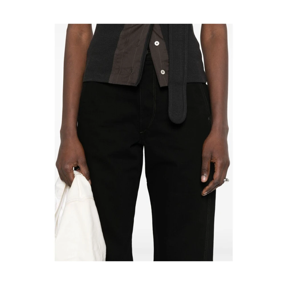 Lemaire Zwarte broek met knopen en zakken Black Dames