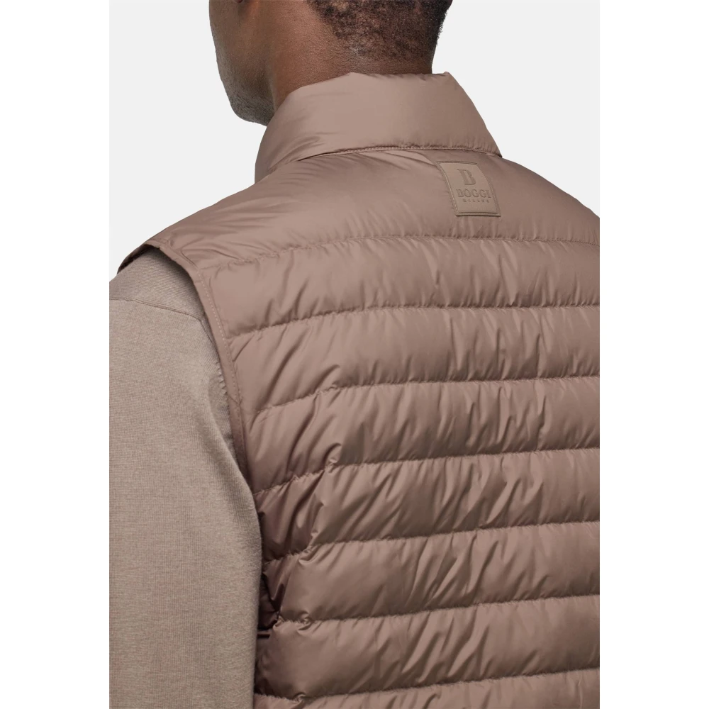 Boggi Milano Gilet van technische stof met ganzen dons Brown Heren