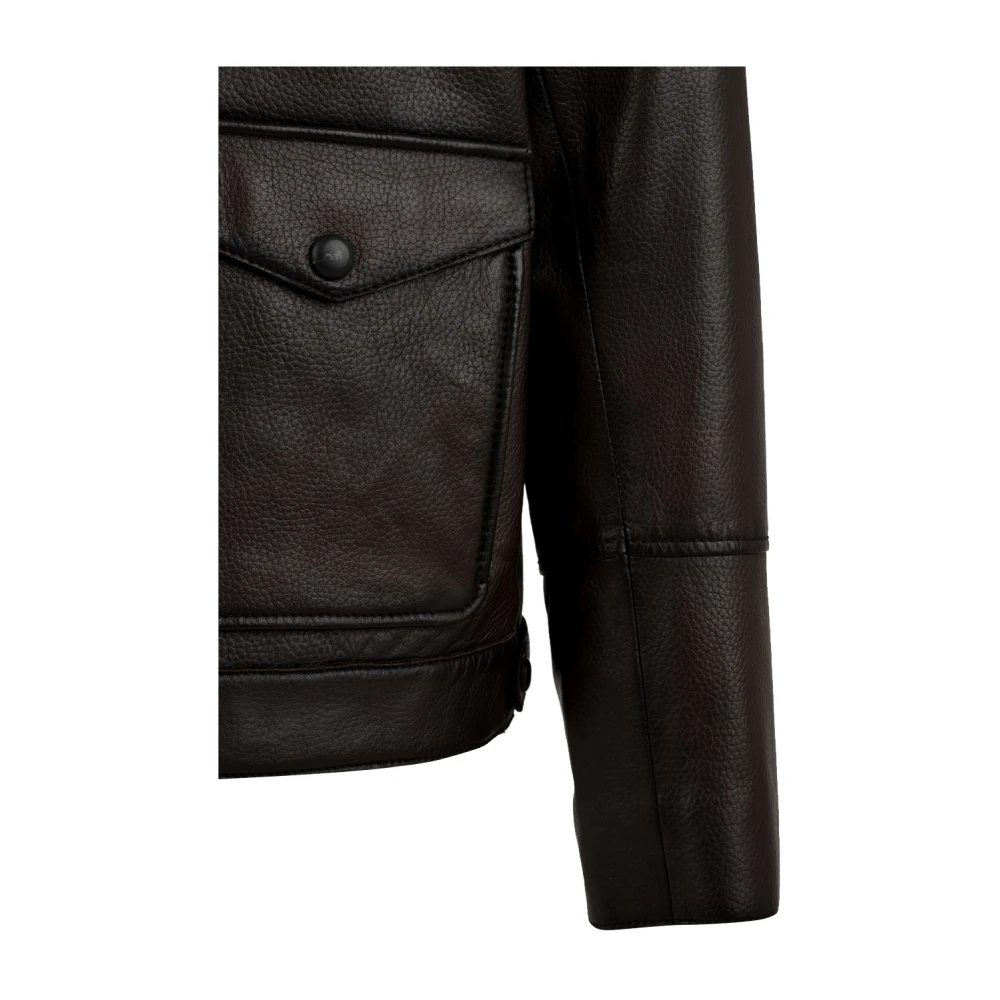 The Jack Leathers Leren jassen met dubbele ritssluiting en voorzakken Brown Heren