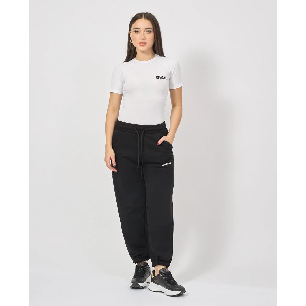 Gaëlle Paris Zwarte sportieve broek met trekkoord in de taille Black Dames