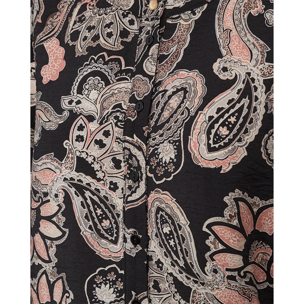 Freequent Zwarte Viscose Blouse met Ronde Hals Multicolor Dames