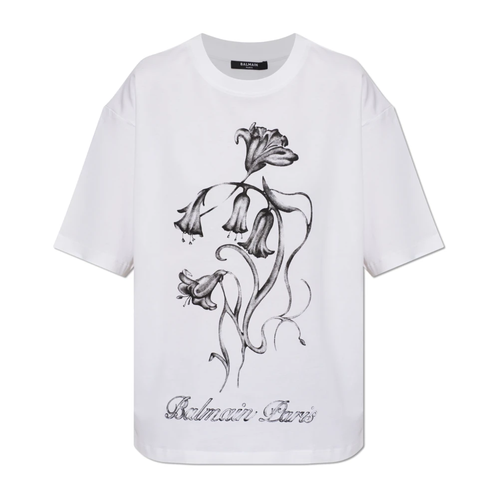 Balmain Donna Bianco - T-Shirt Con Stampa Floreale - Tops - Xs