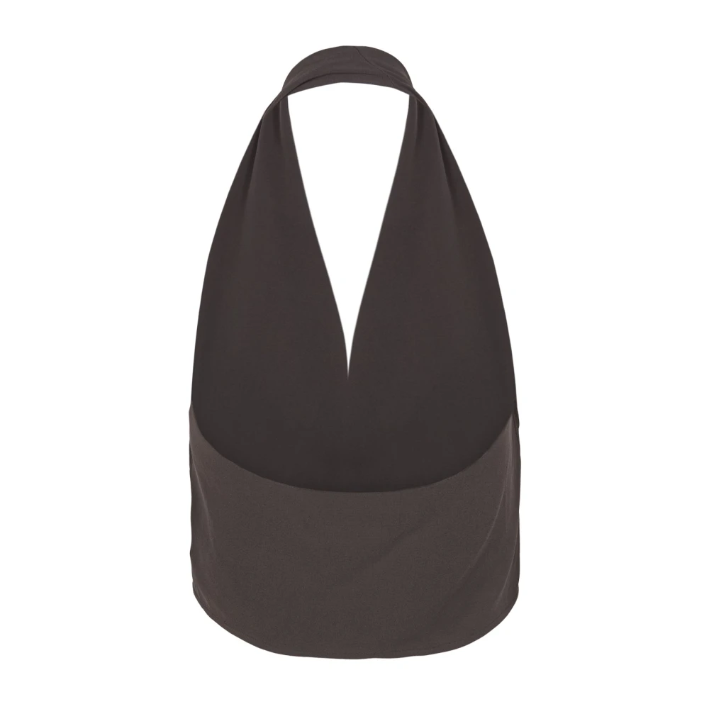 Cortana Zijden Stretch Cross-Front Halter Top Black Dames