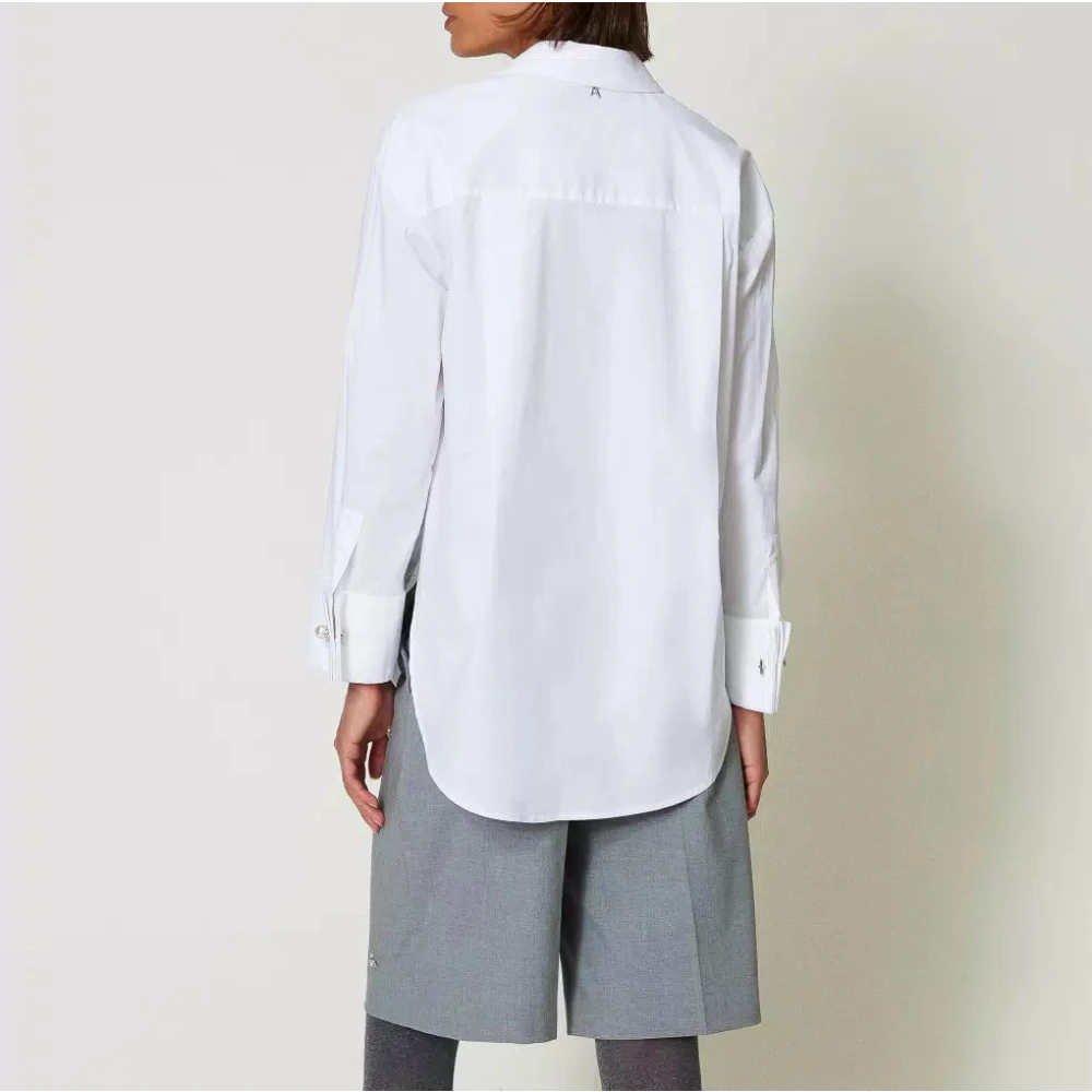 Twinset Geborduurde Poplin Overhemd White Dames