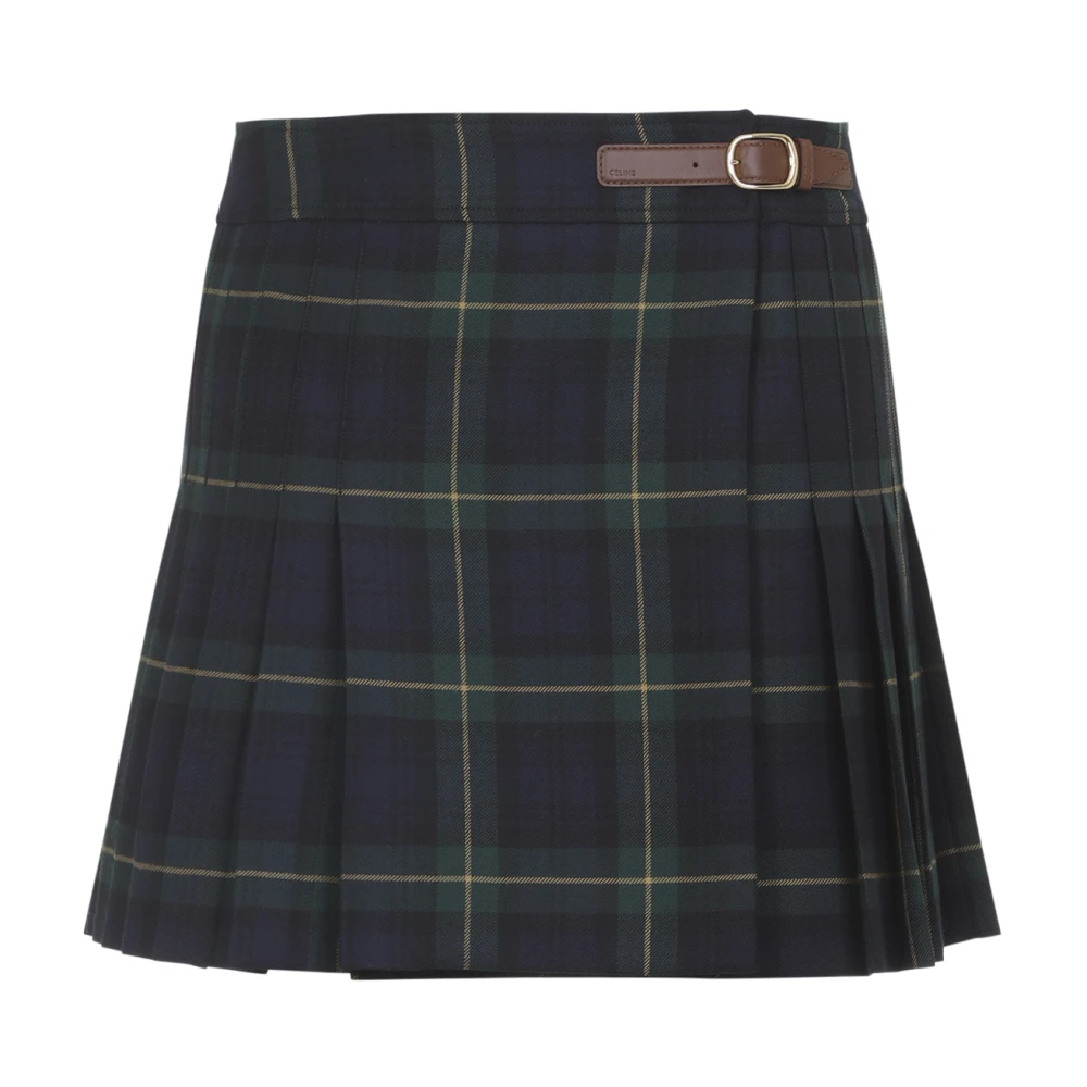 Celine Multicolor Short Skirts, Female, S, Kilt Mini Skirt In Tartan Wool