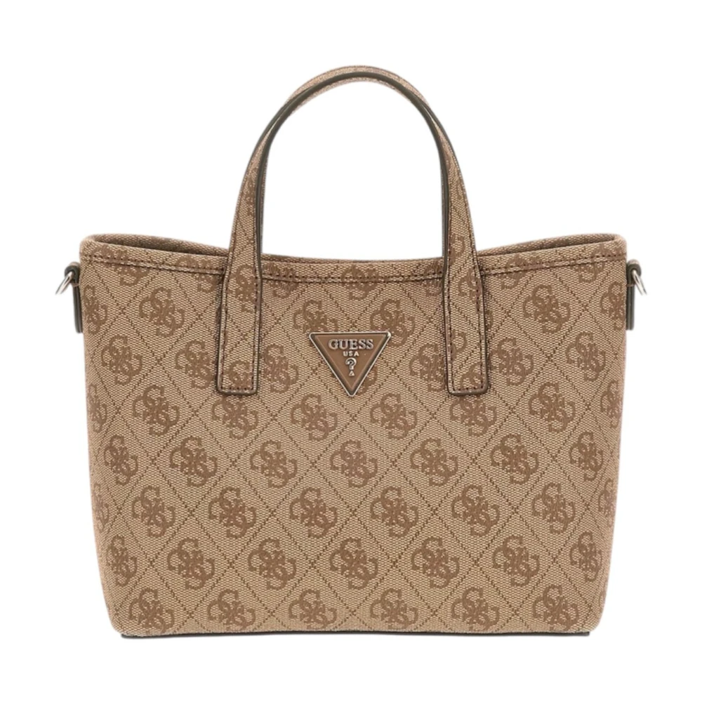 Guess Latona Mini Tote Handtas met 4G Logo Brown Dames