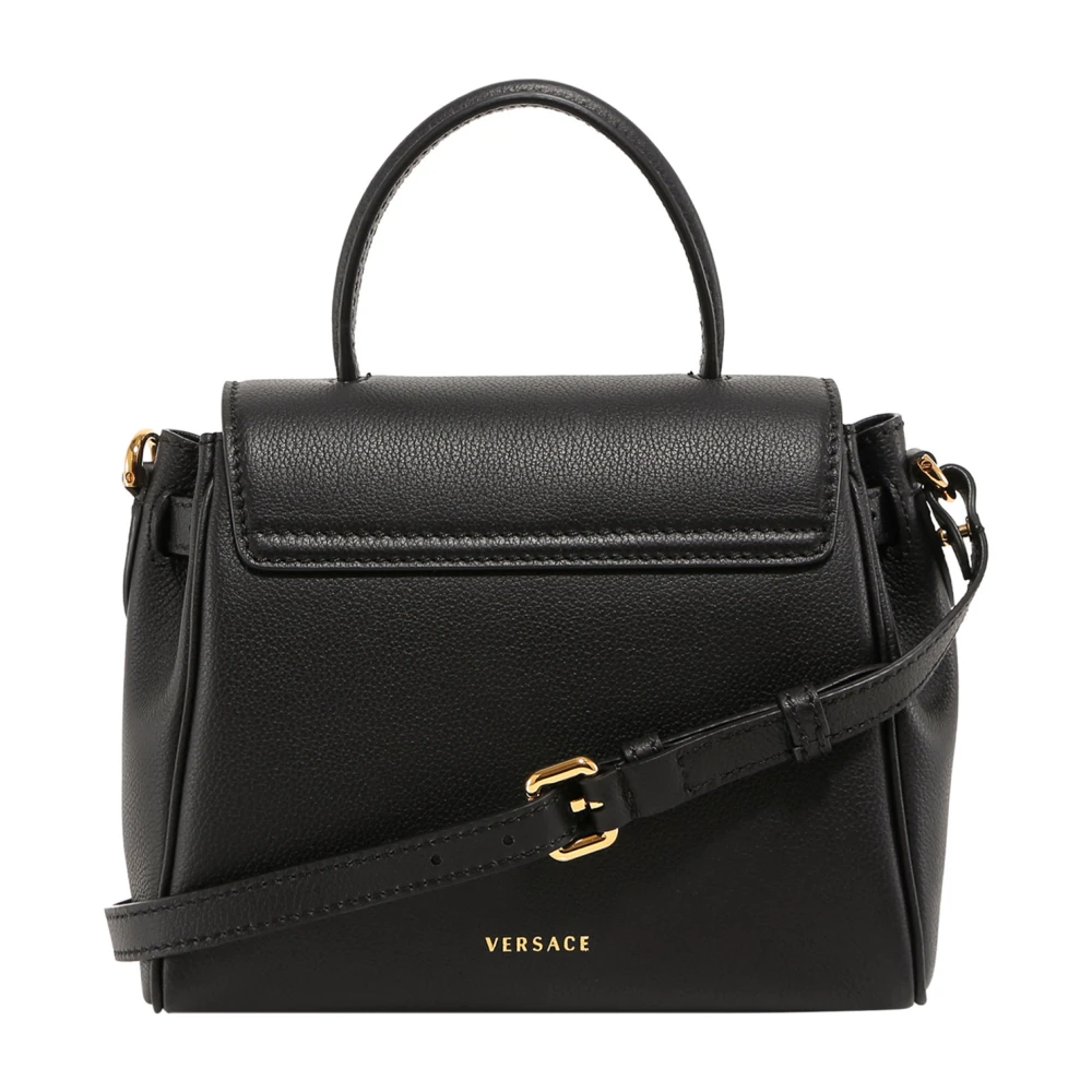 Versace Zwarte Leren Handtas met Klepsluiting Black Dames