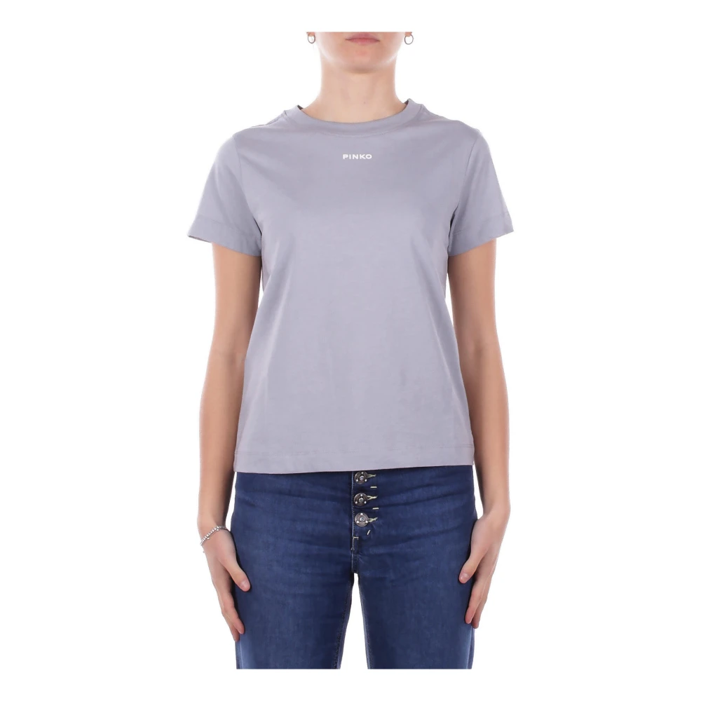 Pinko Women's Blue T-Shirts, Xs, Logo Appliqué T-Shirt