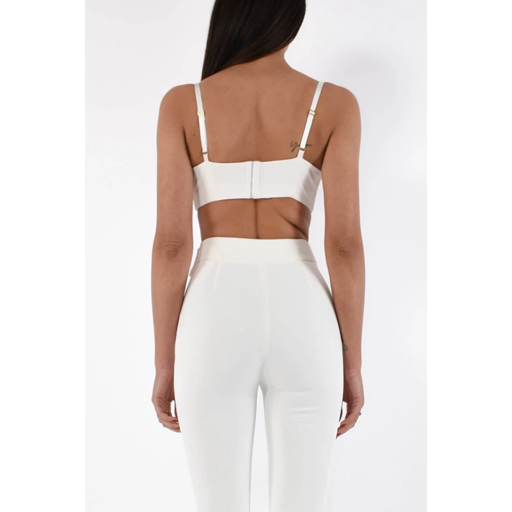 Elisabetta Franchi Satijnen Strik Crepe Top White Dames