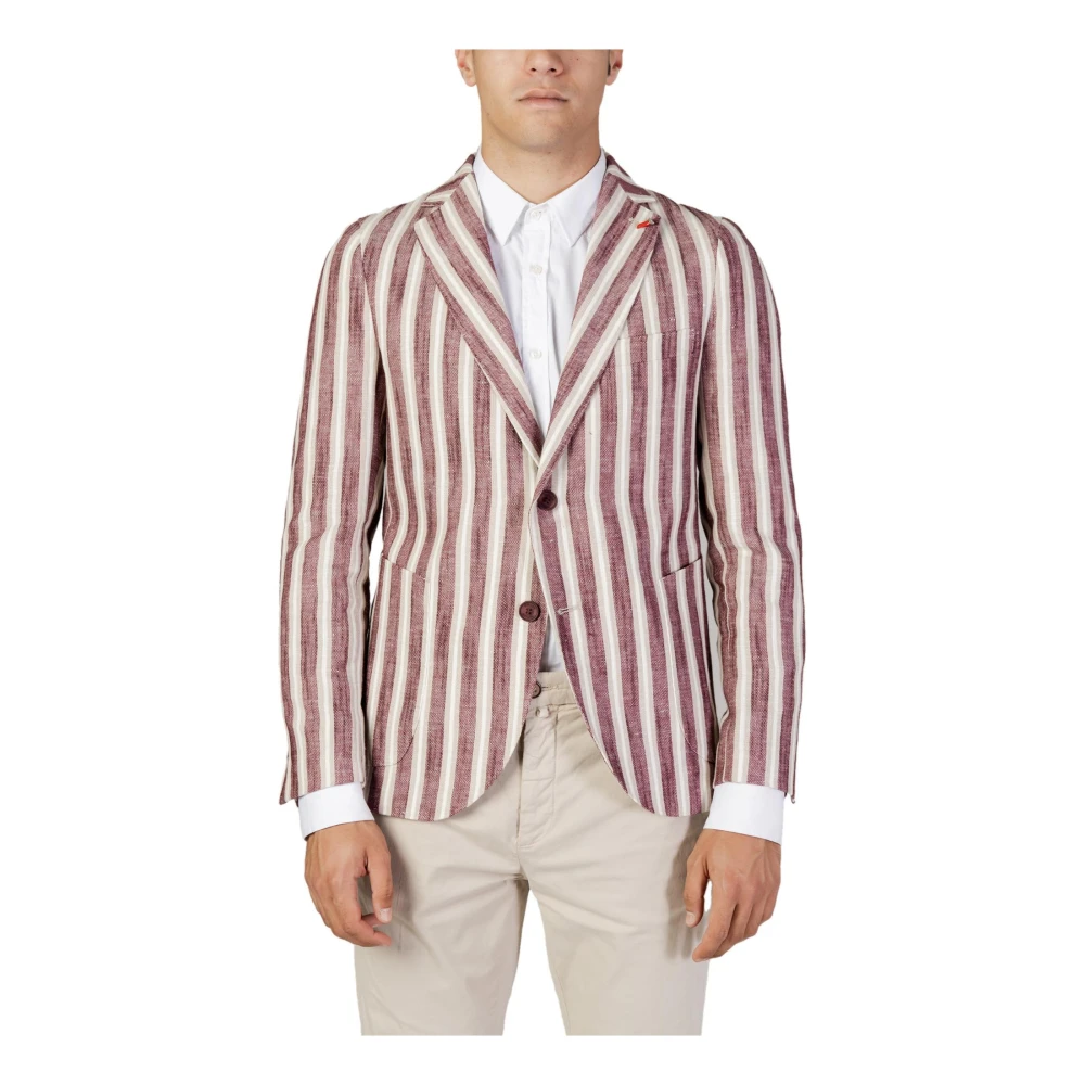 Mulish Randig Bordeaux Knapp Blazer Vår/Sommar Multicolor, Herr