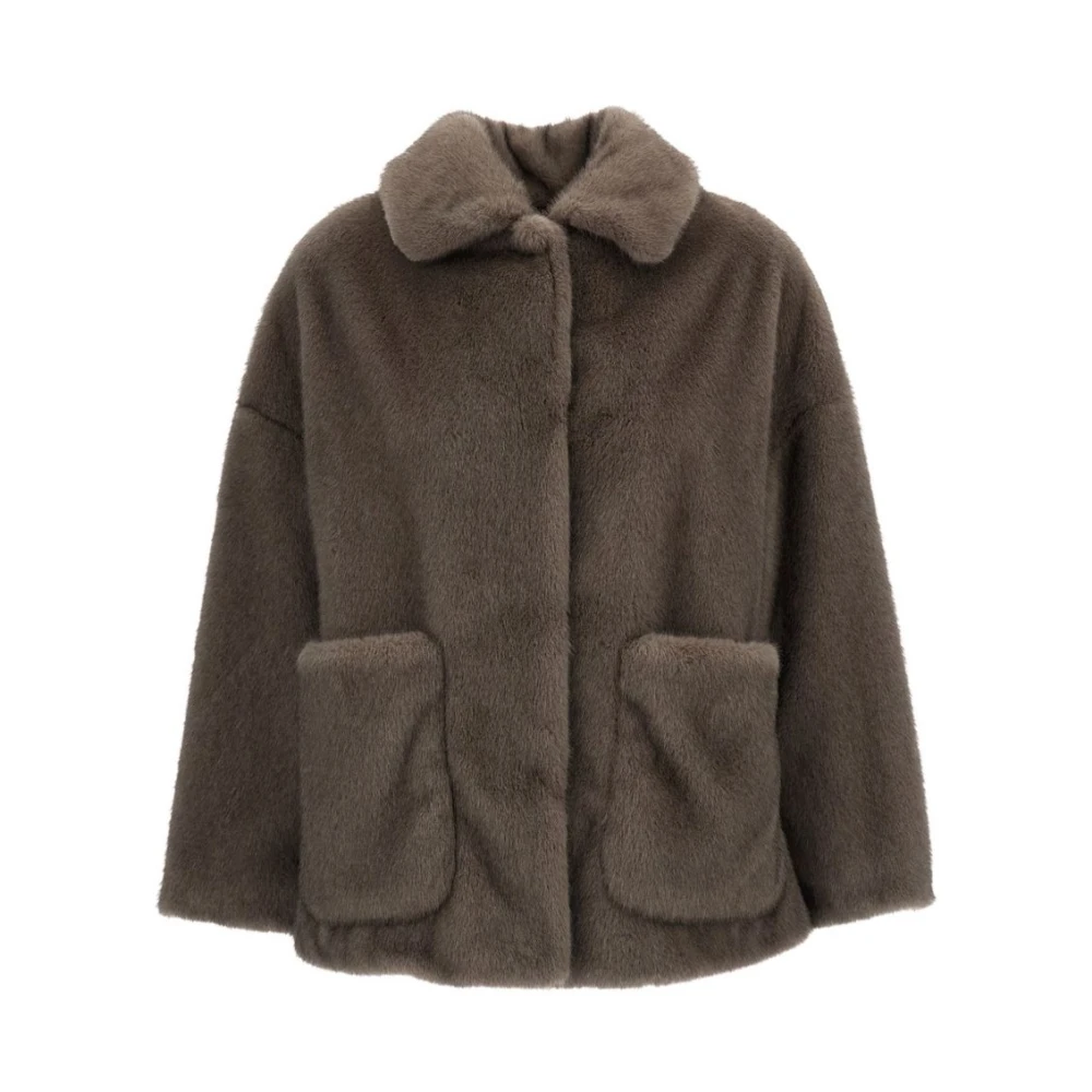 Herno Vrouw Bruin Jassen Dames, S, Nepbont, Nepbont & Shearling Jas