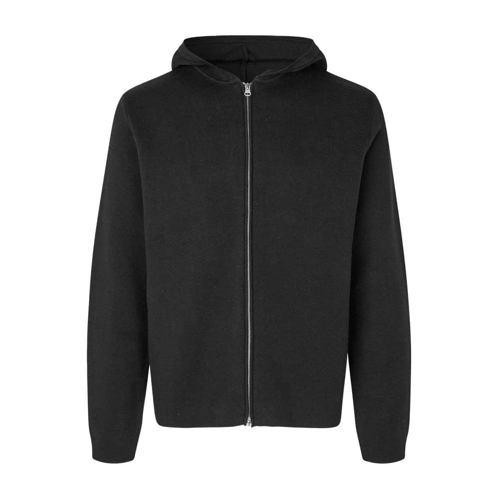 Samsøe Katoenen Hoodie met Rits Black Heren