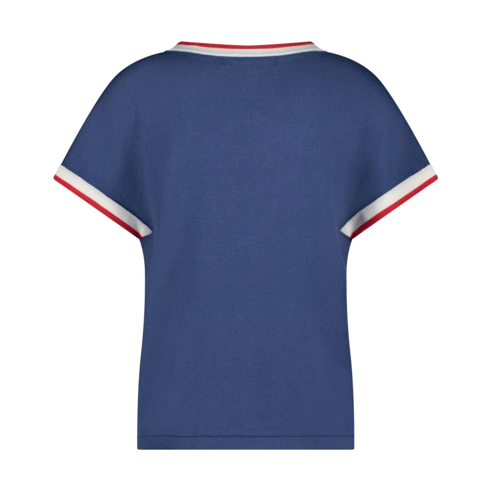 Red Button Blauw V-hals Gebreid Shirt Blue Dames
