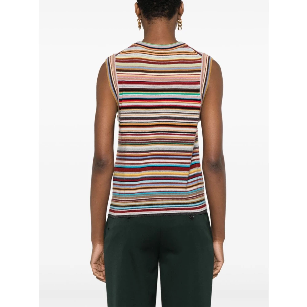 PS By Paul Smith Multicolor Gebreid Gilet Met Ronde Hals Sweaters Multicolor Dames