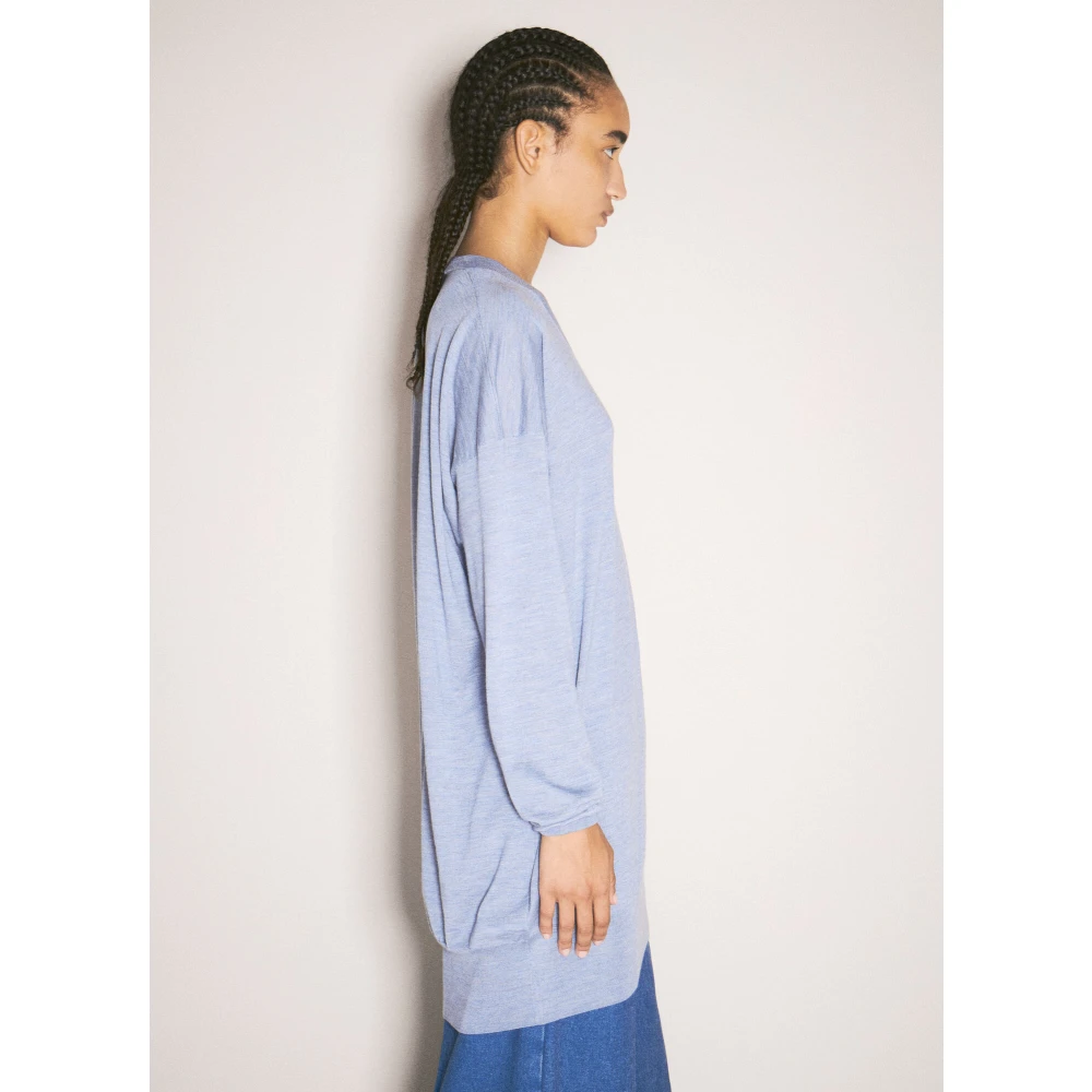Marni V-Hals Wol Zijde Trui Blue Dames