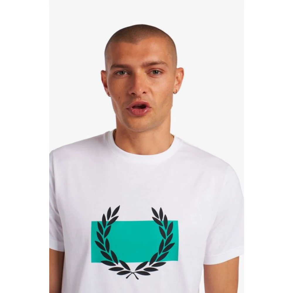 Fred Perry Gestempeld Laurierkrans Wit T-Shirt White Heren