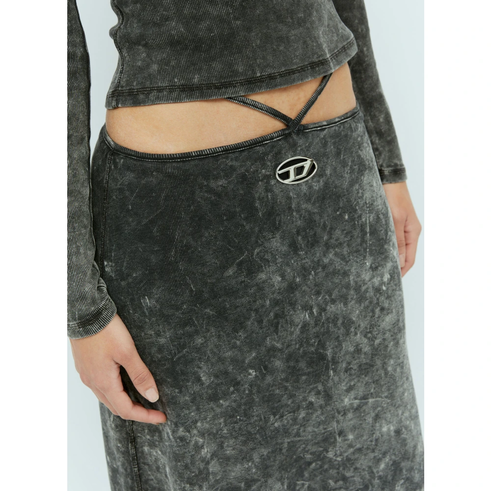 Diesel Gemarmerde Wraparound Midi Rok Gray Dames