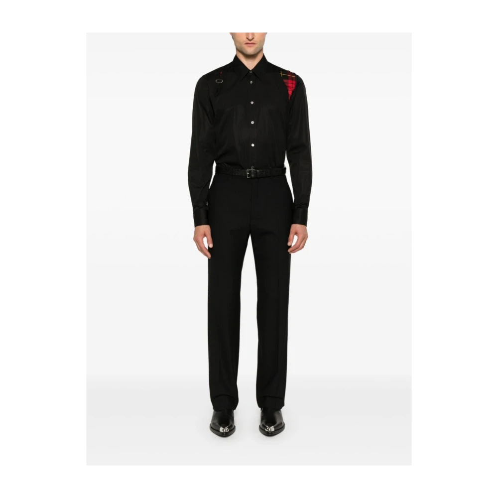 alexander mcqueen Zwart Tartan Detail Katoenen Overhemd Black Heren