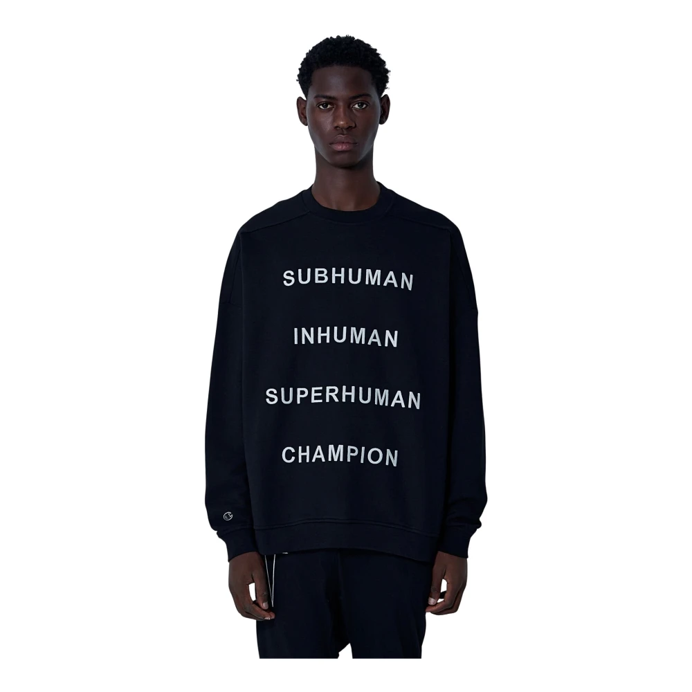 Rick Owens Black Text Print Crewneck Sweatshirt - Male - Sweatshirts - L - Sweatshirts & Hoodies