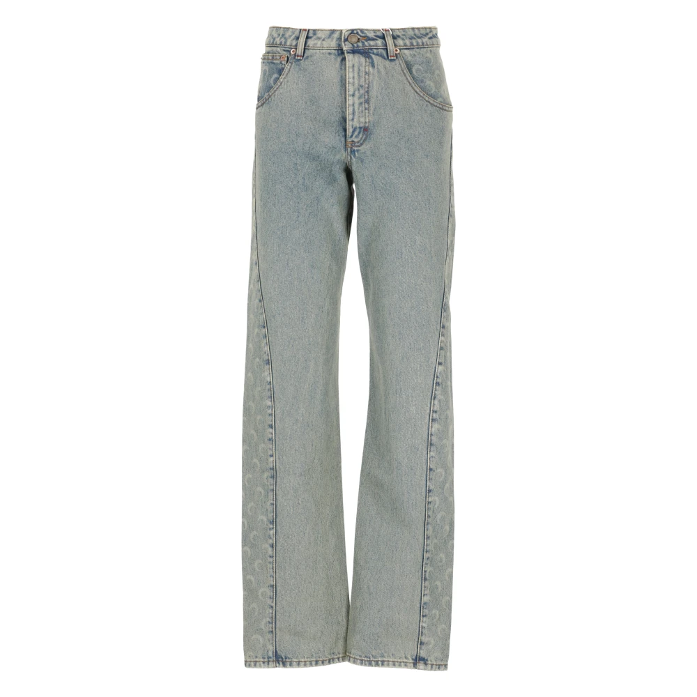 Marine Serre Lichtblauwe Katoenen Jeans met Maanlogo Blue Dames