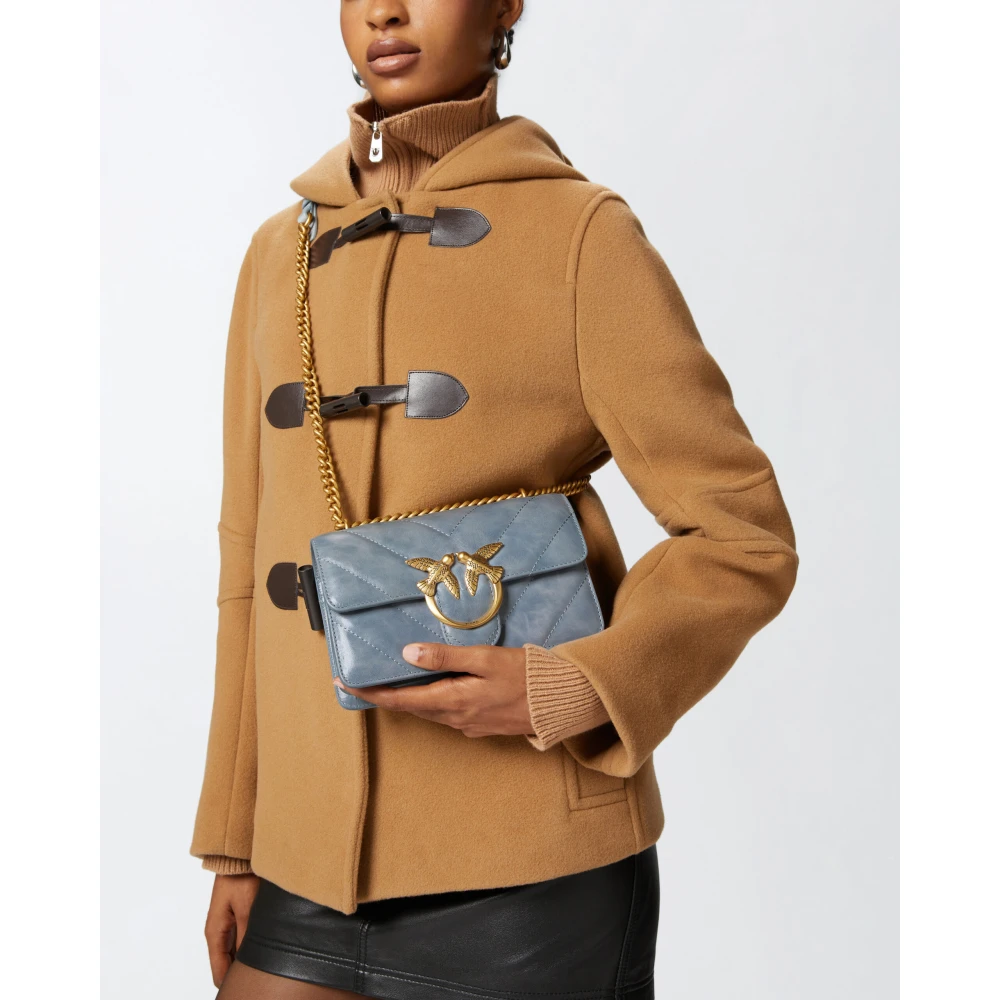 pinko Love Bag Mini Leren Schoudertas Blue Dames