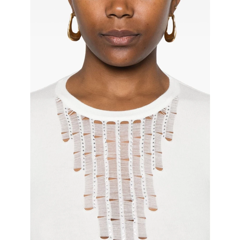 Liu Jo Witte Sweater met Strass White Dames