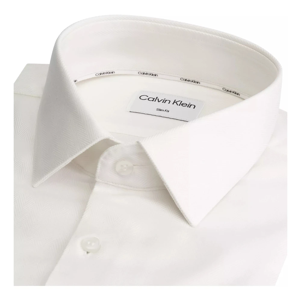 Calvin Klein Herringbone DC Slim Overhemd White Heren