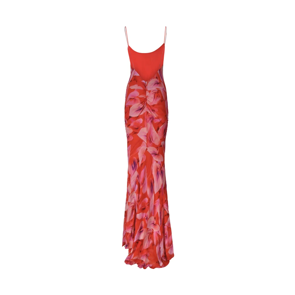 Andamane Rode Bloemenprint Lange Jurk Red Dames