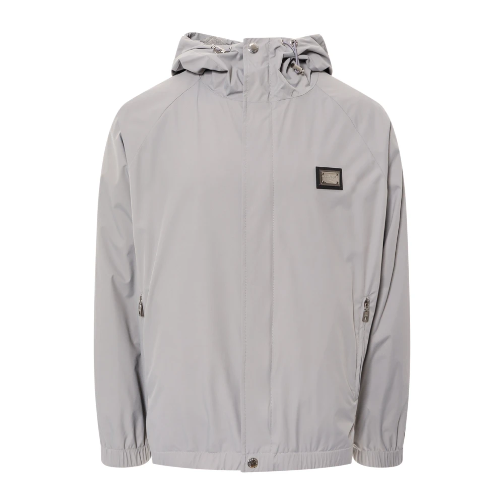 Dolce & Gabbana Nylon jas met capuchon Gray Heren