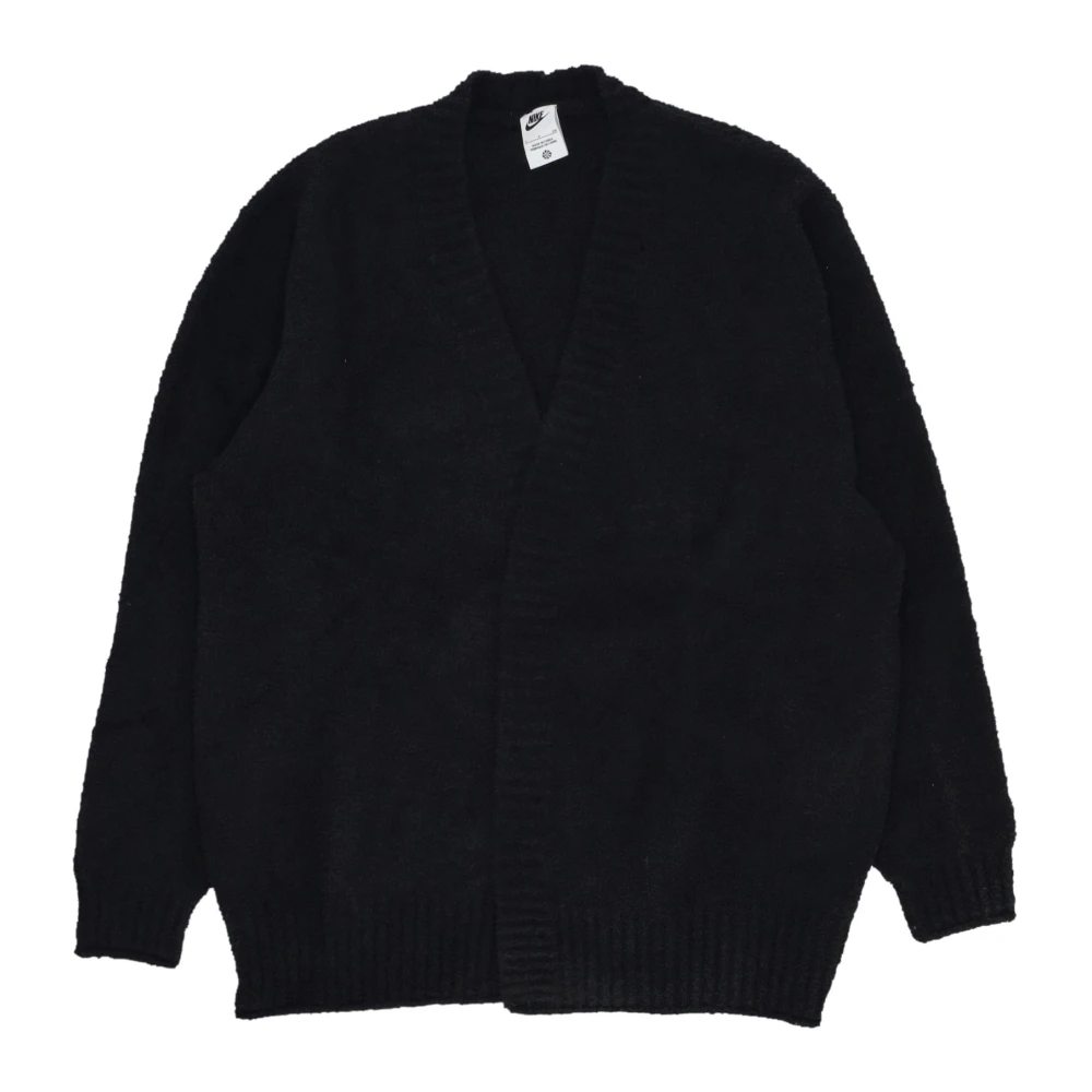 Nike Zwarte Boucle Oversized Cardigan met Swoosh Black Dames
