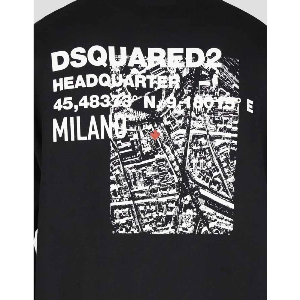 Dsquared2 Zwarte katoenen sweatshirt met witte print Black Heren