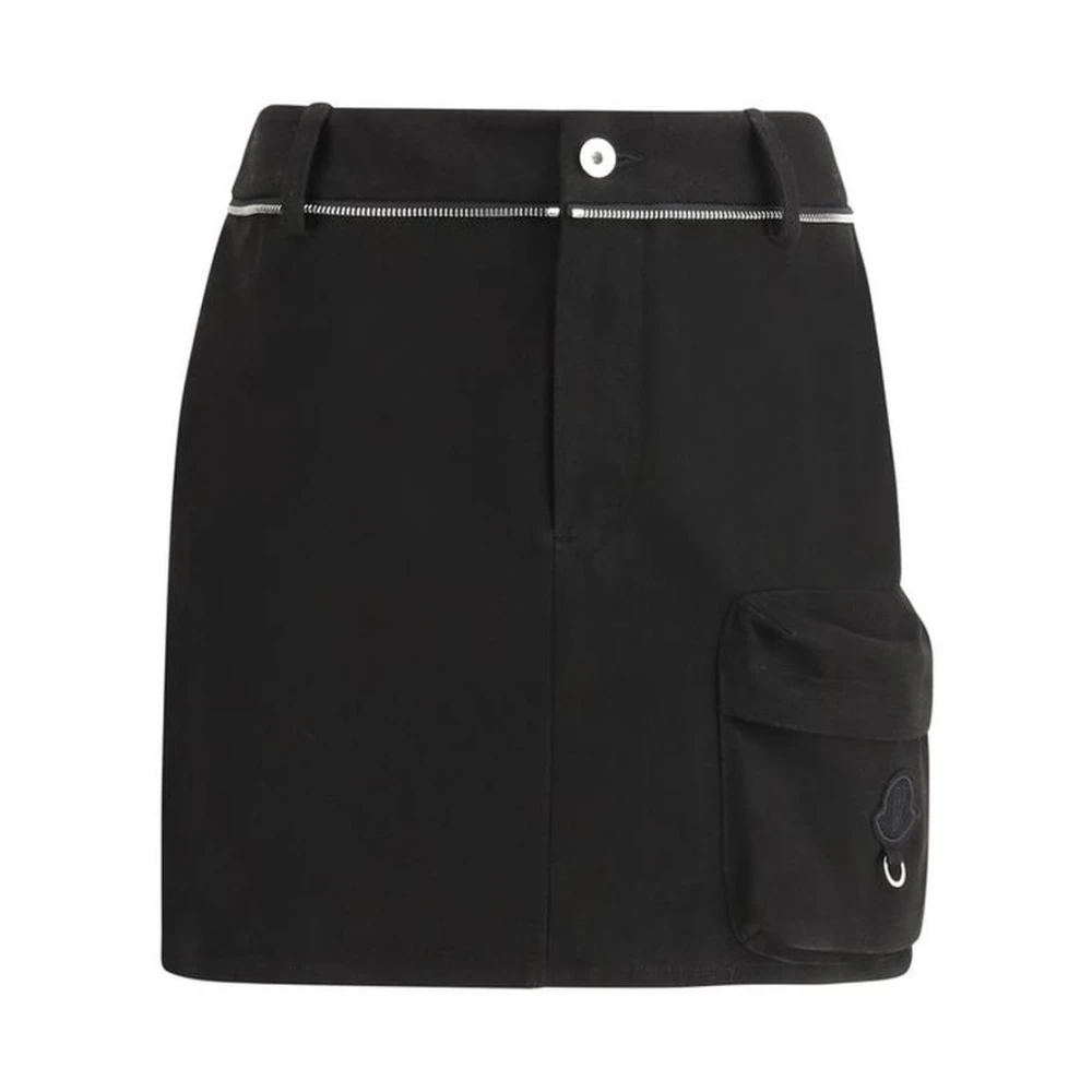 Moncler Women's Black Zipper Mini Skirt With Flap Pocket - Short Skirts - S - Skirts