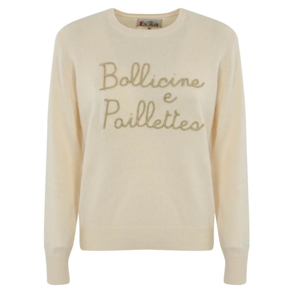 MC2 Saint Barth Wollen trui met geborduurd logo Beige Dames