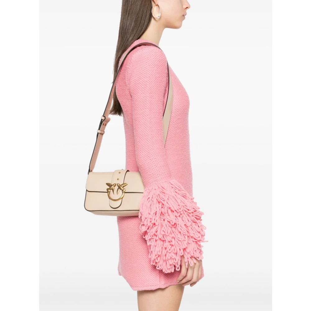 pinko Beige Leren Schoudertas Beige Dames