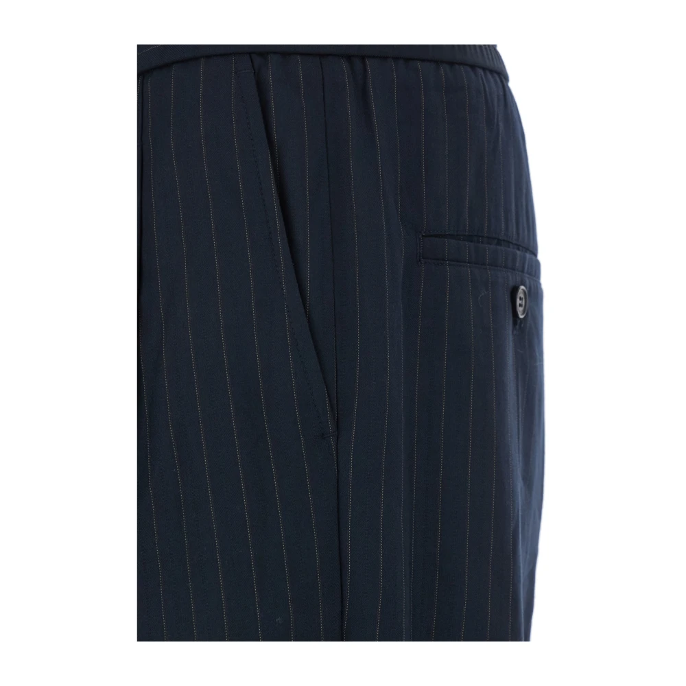 Dunst Blauwe Gestreepte Katoenen Broek met Elastische Taille Blue Heren