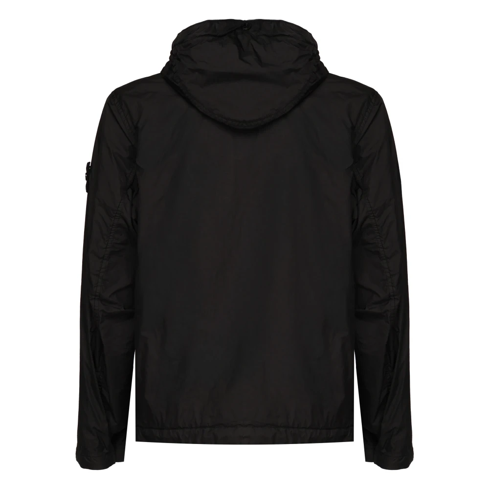 Stone Island Zwarte Nylonjas met Capuchon Black Heren
