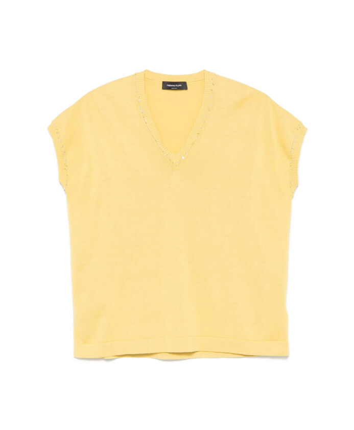 gilet-jaune-a-paillettes-et-col-en-v