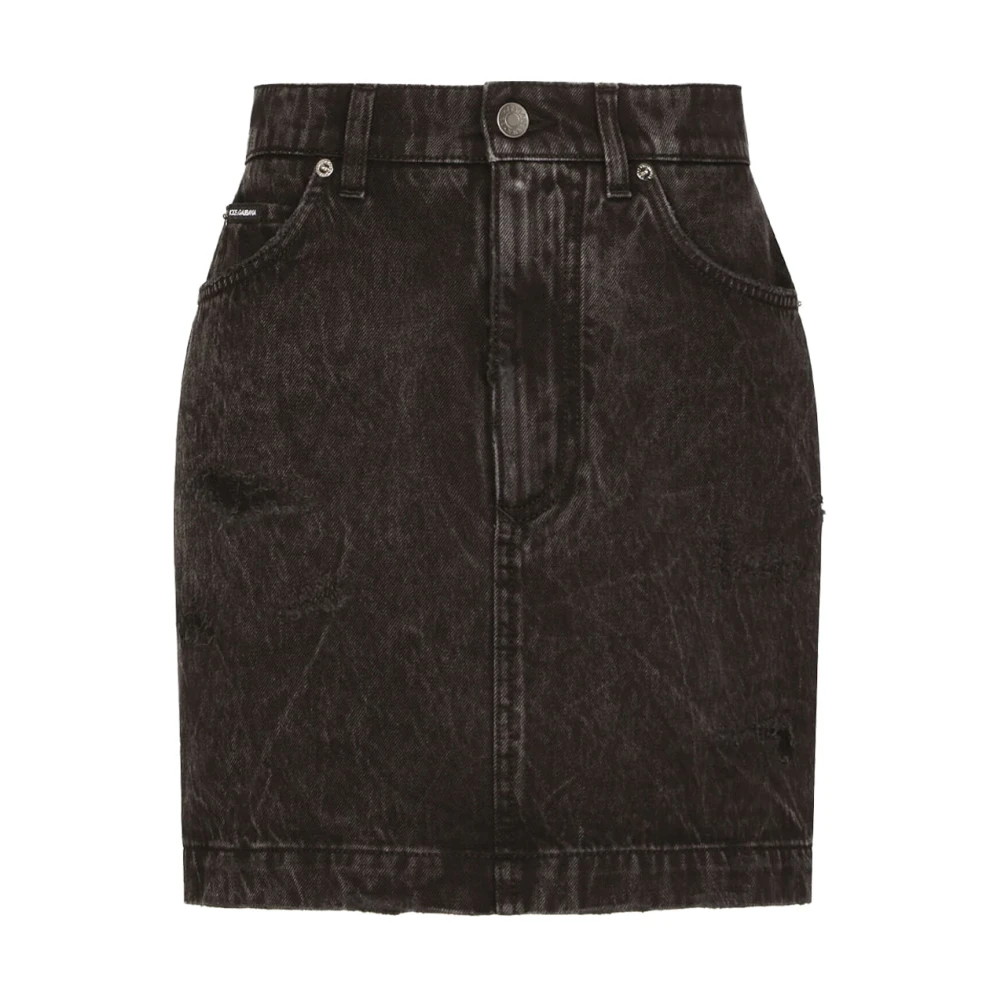 Dolce & Gabbana Zwarte Mini Rok met Ruchedetail Black Dames