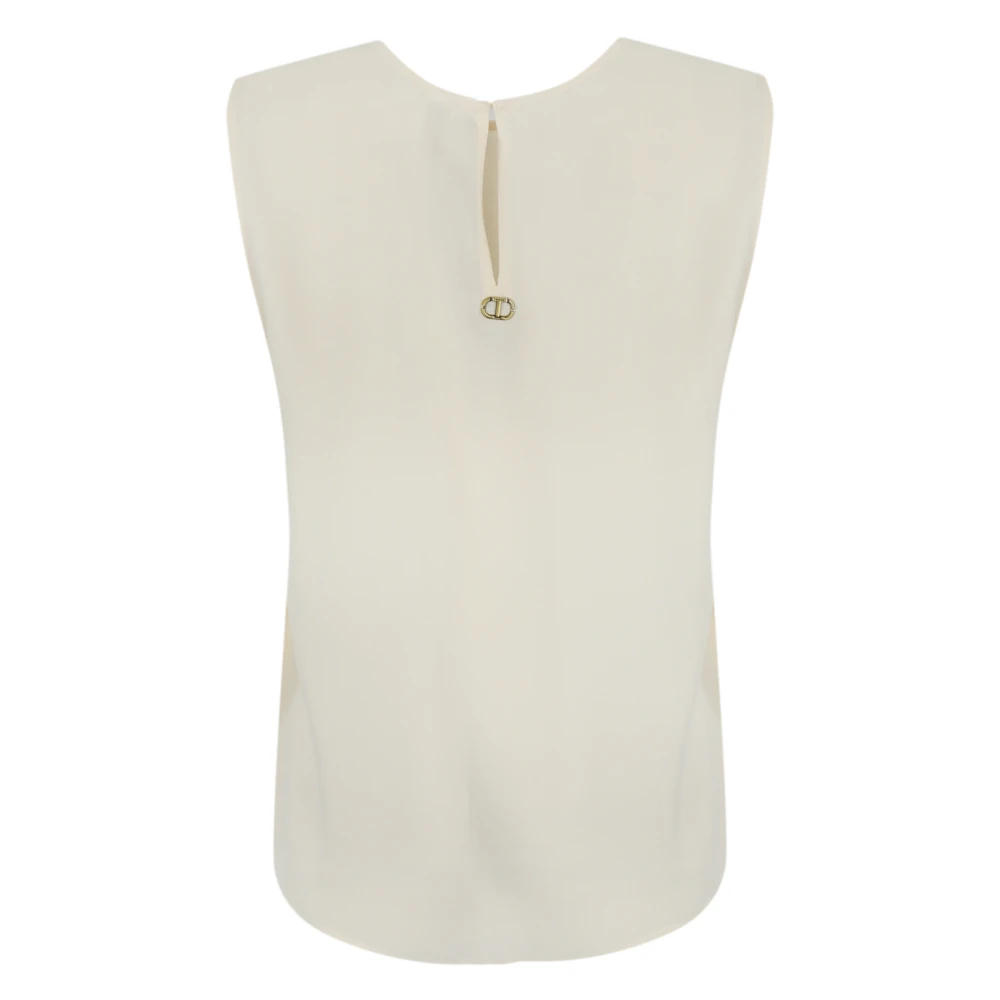 Twinset Georgette Mouwloze Top met Achterknoop White Dames