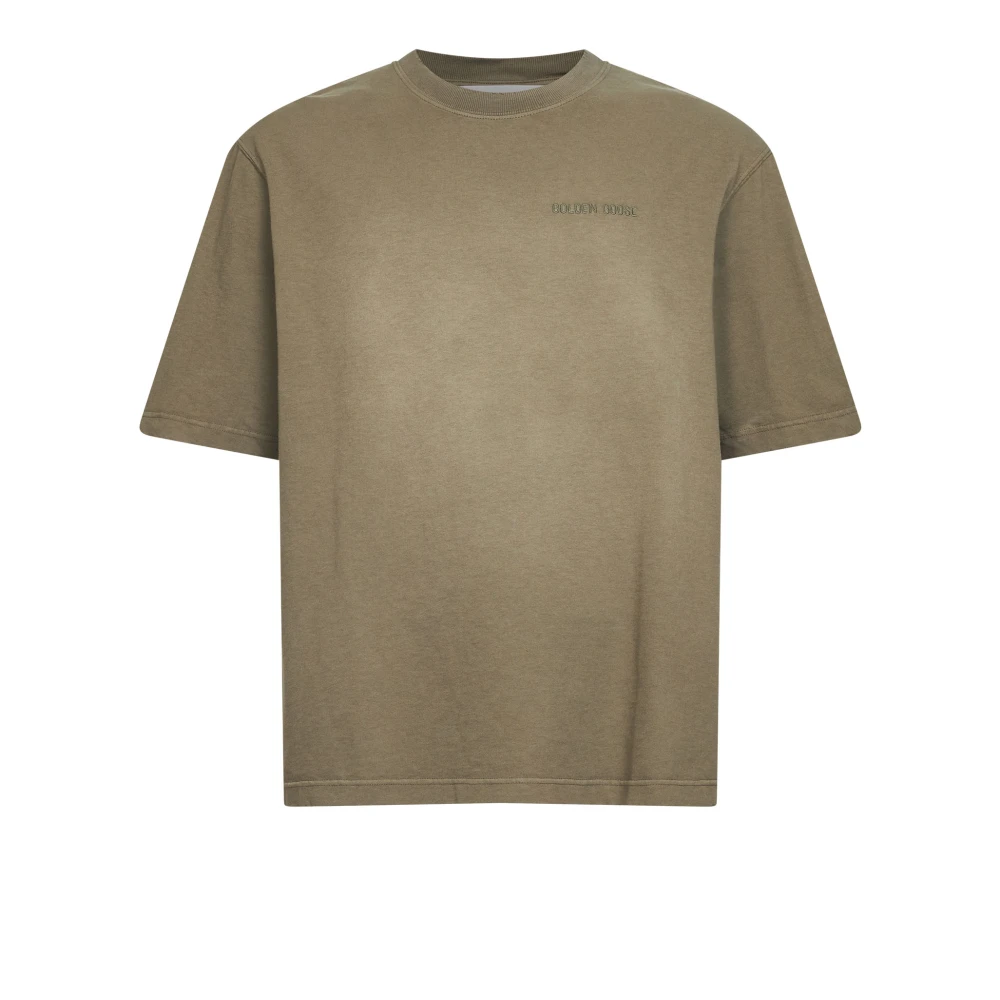 Golden Goose Men's Beige T-Shirts, M, T-Shirt In Cotton Jersey With Embroidered Logo