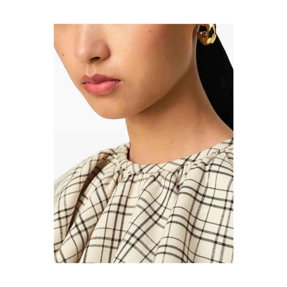 Ami Paris Beige Check Print Cape Design Top Multicolor Dames