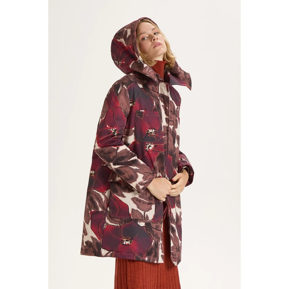 Maliparmi Gedrukte nylon regenjas met afneembare capuchon Red Dames
