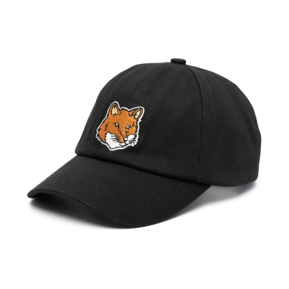 Maison Kitsuné Men's Black Embroidered Fox Baseball Cap