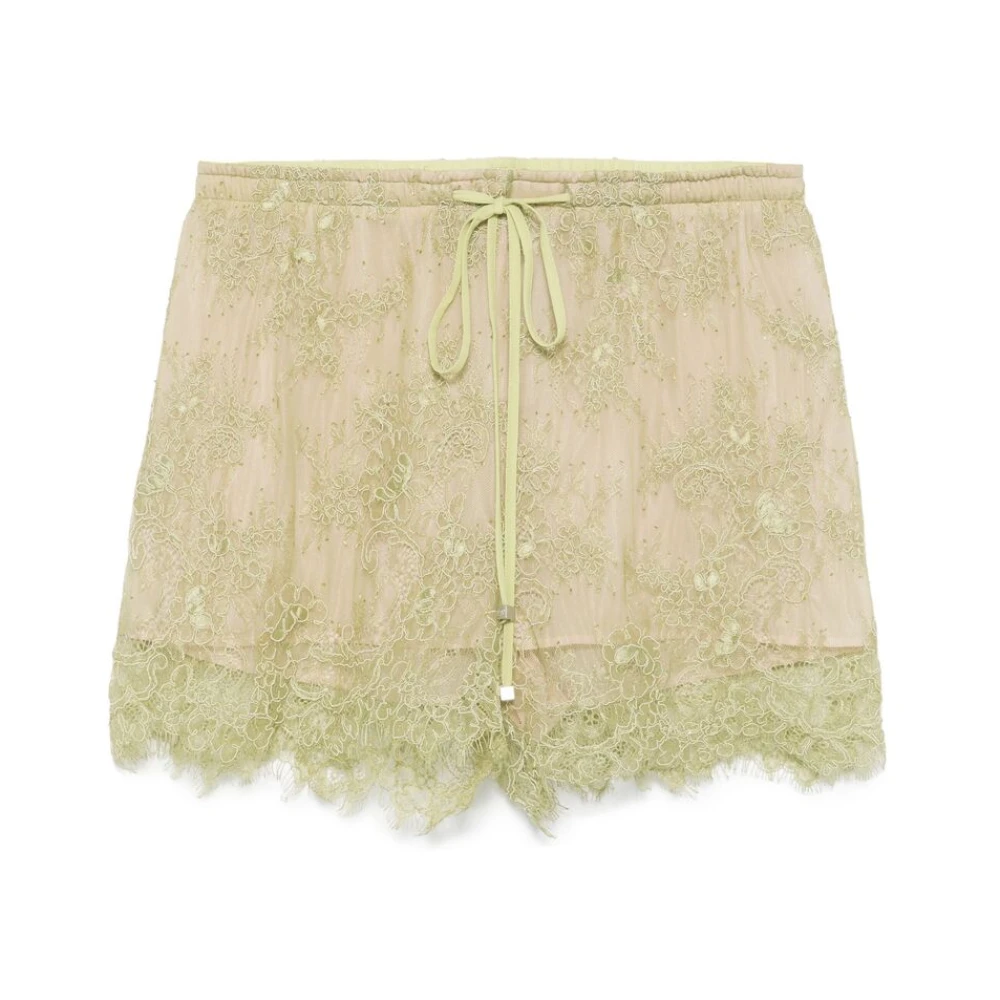 Blumarine Groene shorts met elastische trekkoord en geschulpte zoom Green Dames