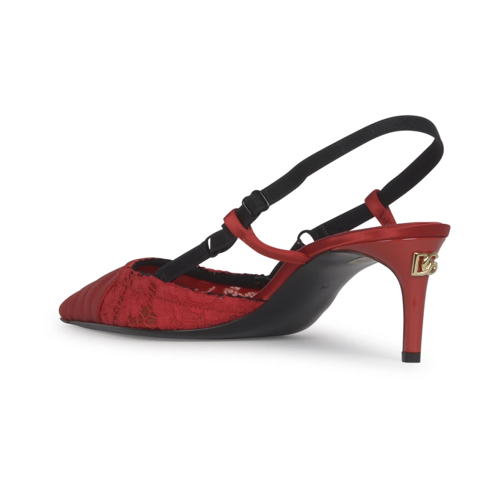 Dolce & Gabbana Lace-Trim Pointed-Toe Sandalen Red Dames